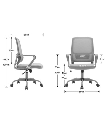 Silla Despacho Giratoria Elevable Acabado Gris, 59m(ancho) 99/109cm(altura) 56cm(fondo)_4