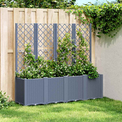 Jardinera Con Enrejado Pp Azul Gris 160x40x140 Cm_1