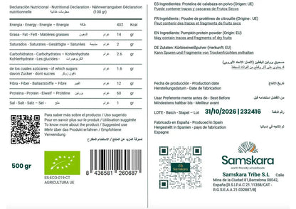 Proteína De Calabaza Bio - 500g | Proteína Vegetal Ecológica Vegana Para Batidos Y Repostería, Sin Azúcares Añadidos_2