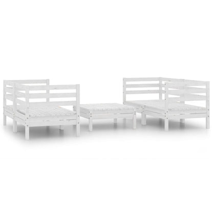 Juego De Muebles De Jardín 5 Pzas Madera Maciza De Pino Blanco / Vetonek_0