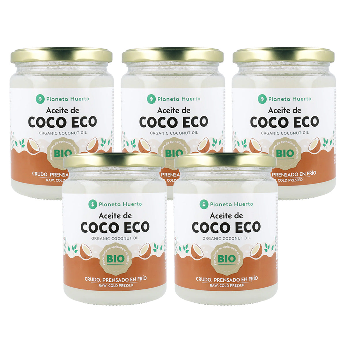 Pack 5x Óleo de coco ECO Planeta Huerto 430 ml