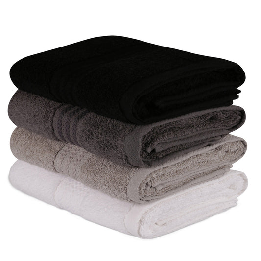 Juego De Toallas De Mano (4 Piezas) Blanco, Gris, Gris Oscuro Y Negro
