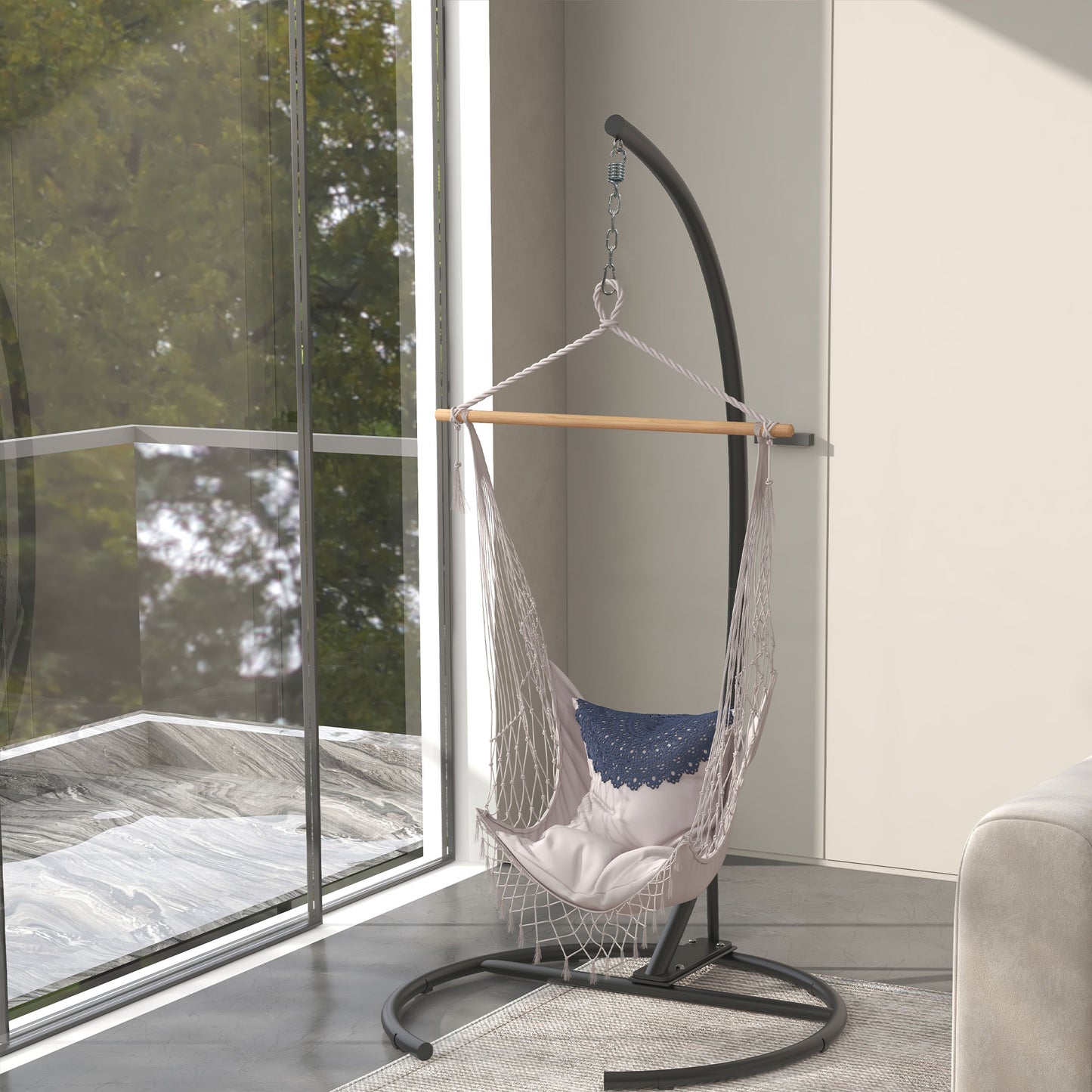 Outsunny Soporte Para Silla Colgante De Metal Con Base Estable Ø102x195 Cm Negro_3