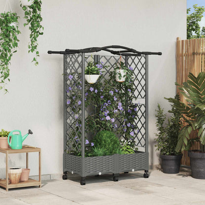 Cama Elevada Con Trellis Y Techo Gris Claro 124 X 40 X 129 Cm_1