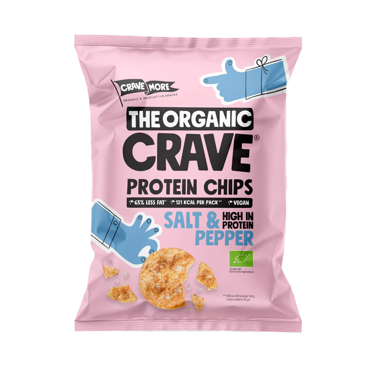 Chips de proteína de lentilhas com sal e pimenta, The Organic Crave, 75 g
