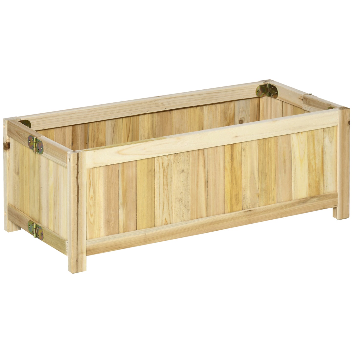 Outsunny Jardinera De Madera Plegable Con 4 Patas 70x30x25 Cm Natural_0