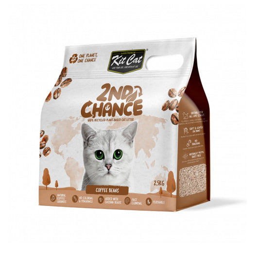 Kit de areia para gatos Eco 2nd Chance - Grãos de café (natural) 2,5 kg de sementes de café, ervilha e mandioca