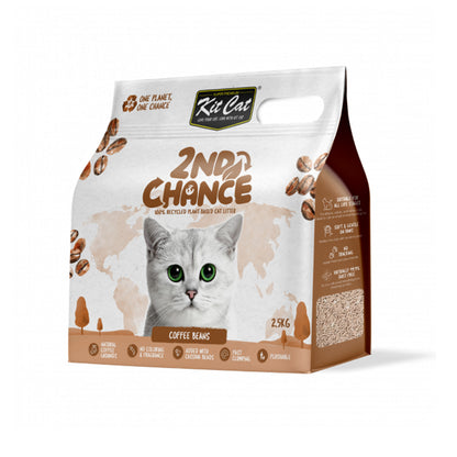 Kit de areia para gatos Eco 2nd Chance - Grãos de café (natural) 2,5 kg de sementes de café, ervilha e mandioca