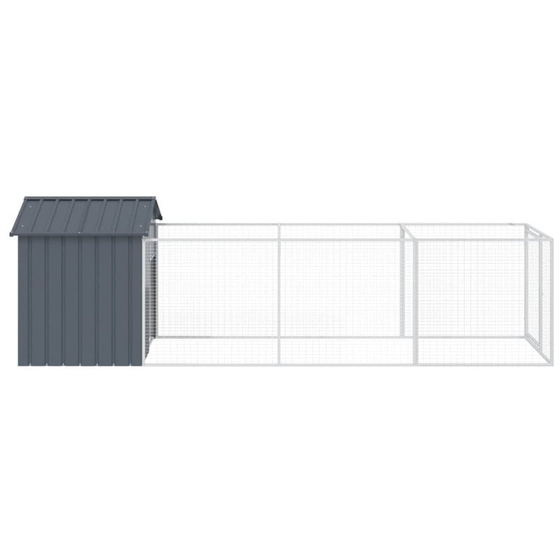 Caseta Para Perros Con Techo Antracita 117x405x123 Cm Acero Galvanizado_3