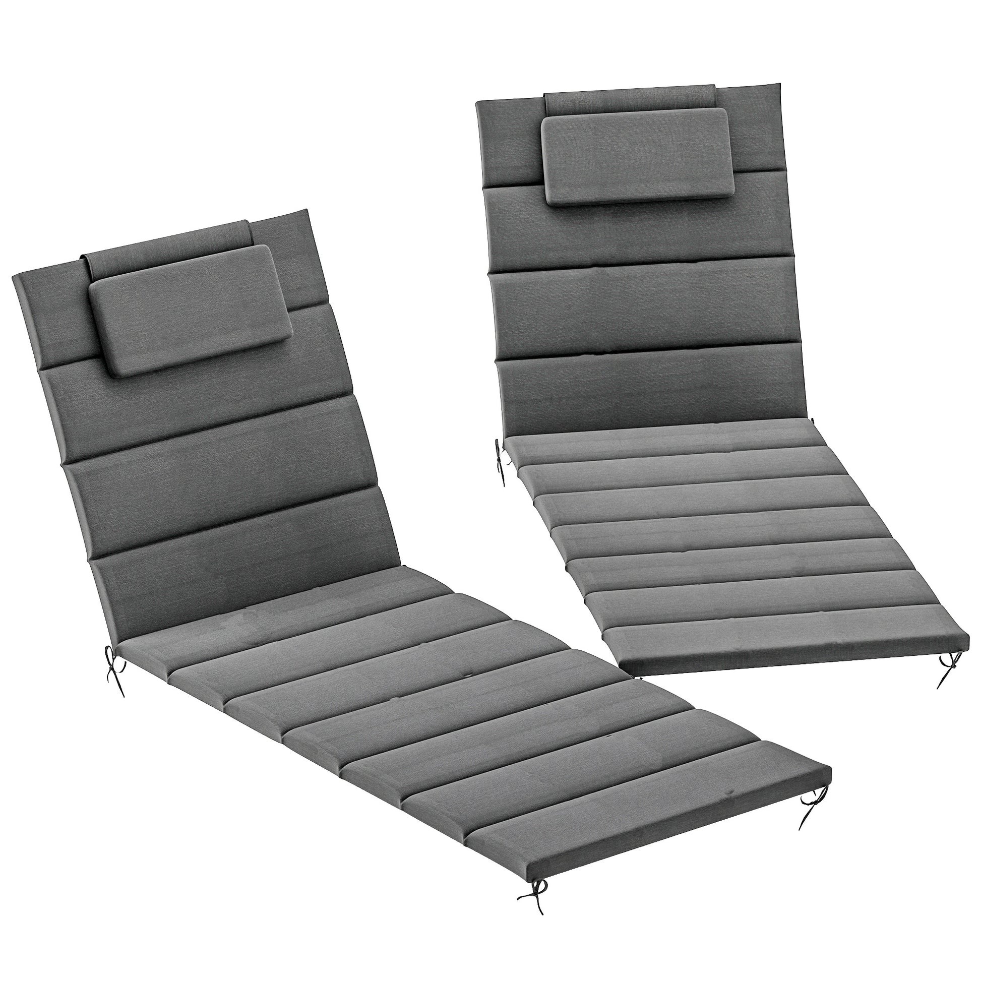 Outsunny Pack 2 Cojines Para Tumbonas Plegables 203x66x3 Cm Con Reposacabezas_0