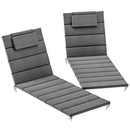 Outsunny Pack 2 Cojines Para Tumbonas Plegables 203x66x3 Cm Con Reposacabezas_0