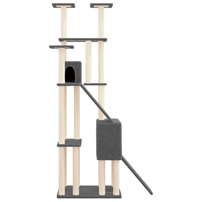 Rascador Para Gatos Con Postes De Sisal Gris Oscuro 190 Cm_3