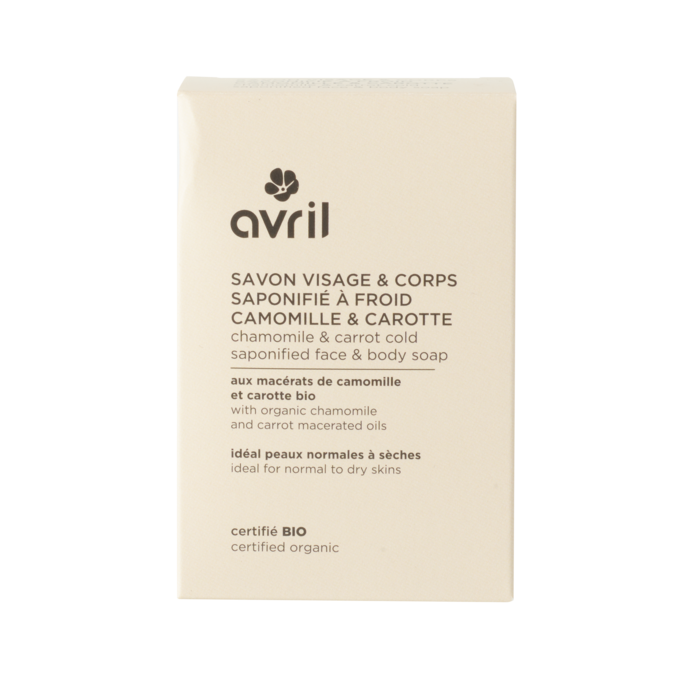 Jabón saponificado en frío Manzanilla y Zanahoria, Avril, 100 ml