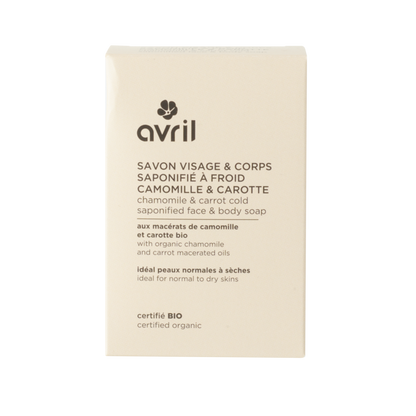 Jabón saponificado en frío Manzanilla y Zanahoria, Avril, 100 ml