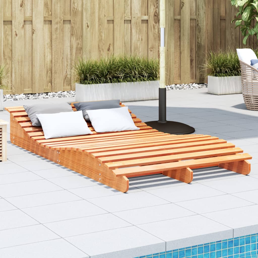 Tumbona De Madera Maciza De Pino Marrón Cera 205x110x31,5 Cm / Vetonek_5