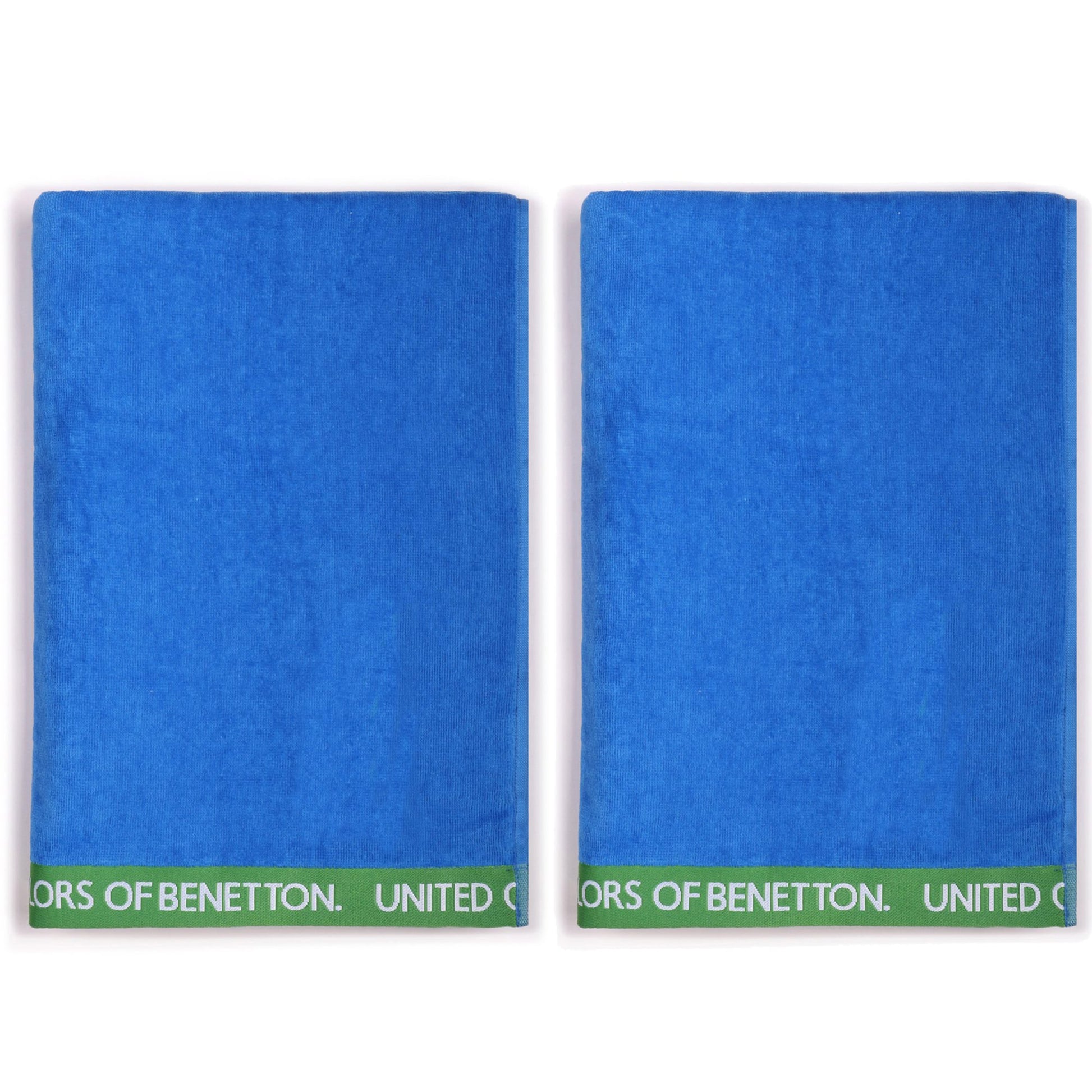 Set 2 Toalla De Playa 90x160cm 380gsm Velour 100%algodon Azul Casa Benetton_0