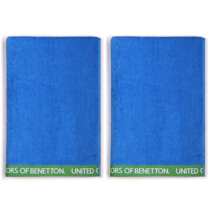 Set 2 Toalla De Playa 90x160cm 380gsm Velour 100%algodon Azul Casa Benetton_0