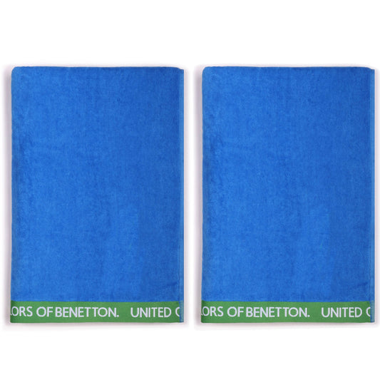 Set 2 Toalla De Playa 90x160cm 380gsm Velour 100%algodon Azul Casa Benetton_0