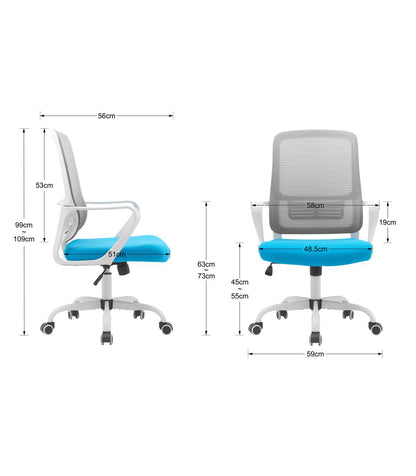 Silla Despacho Giratoria Elevable Acabado Gris/azul, 59m(ancho) 99/109cm(altura) 56cm(fond_3