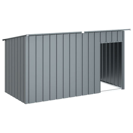 Caseta Perros Con Tejado Acero Galvanizado Gris 196x91x110 Cm_0
