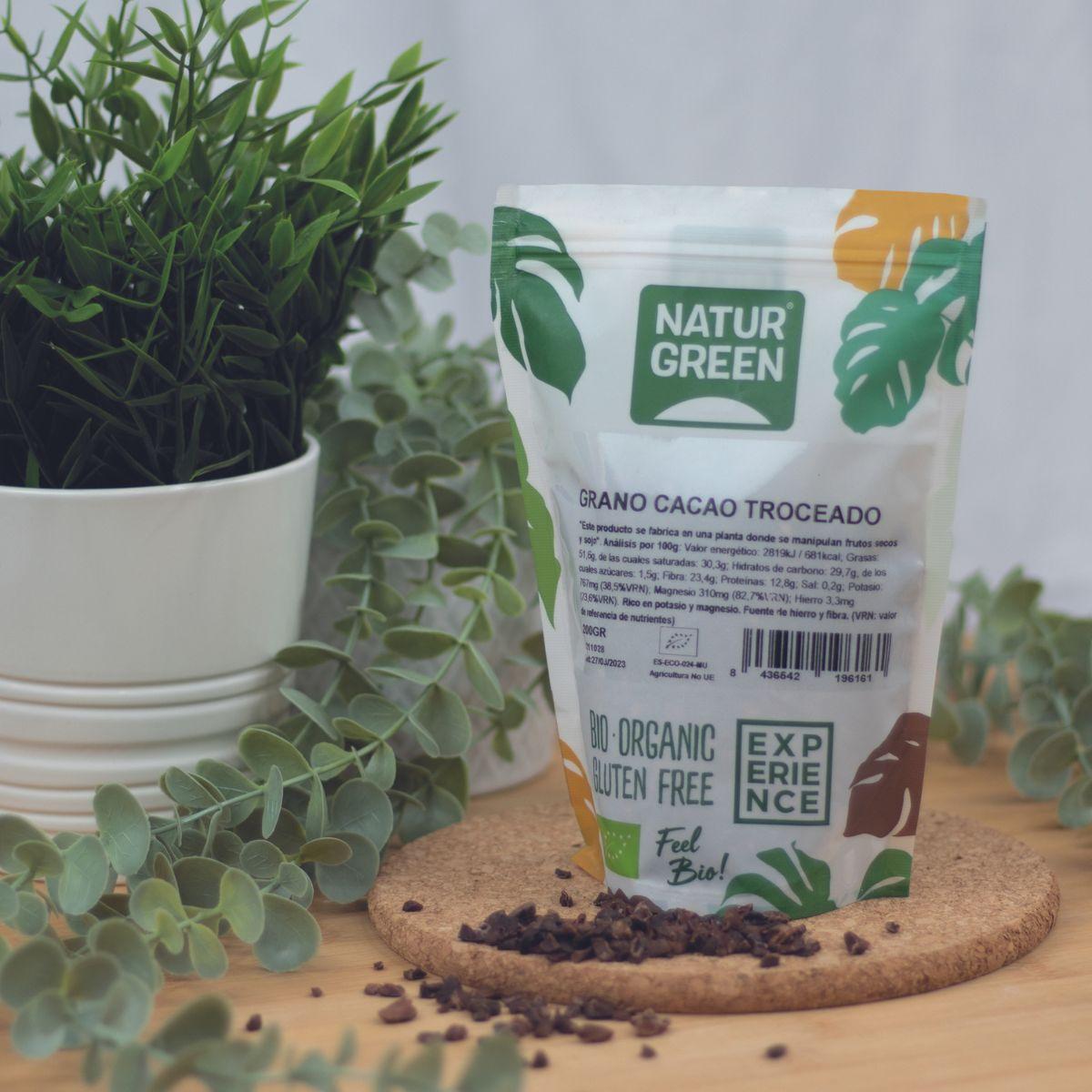 Grãos de cacau picados Naturgreen (Nibs), 200 g