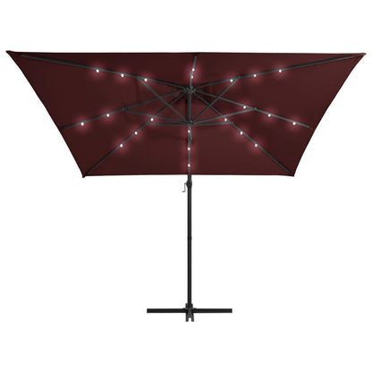 Vidaxl Sombrilla Jardín Voladiza Con Luces Led Rojo Burdeos 250x250 Cm_3