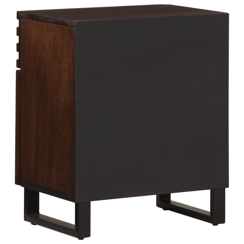 Mesita De Noche Madera Maciza Mango Marrón 50x34x60 Cm_2