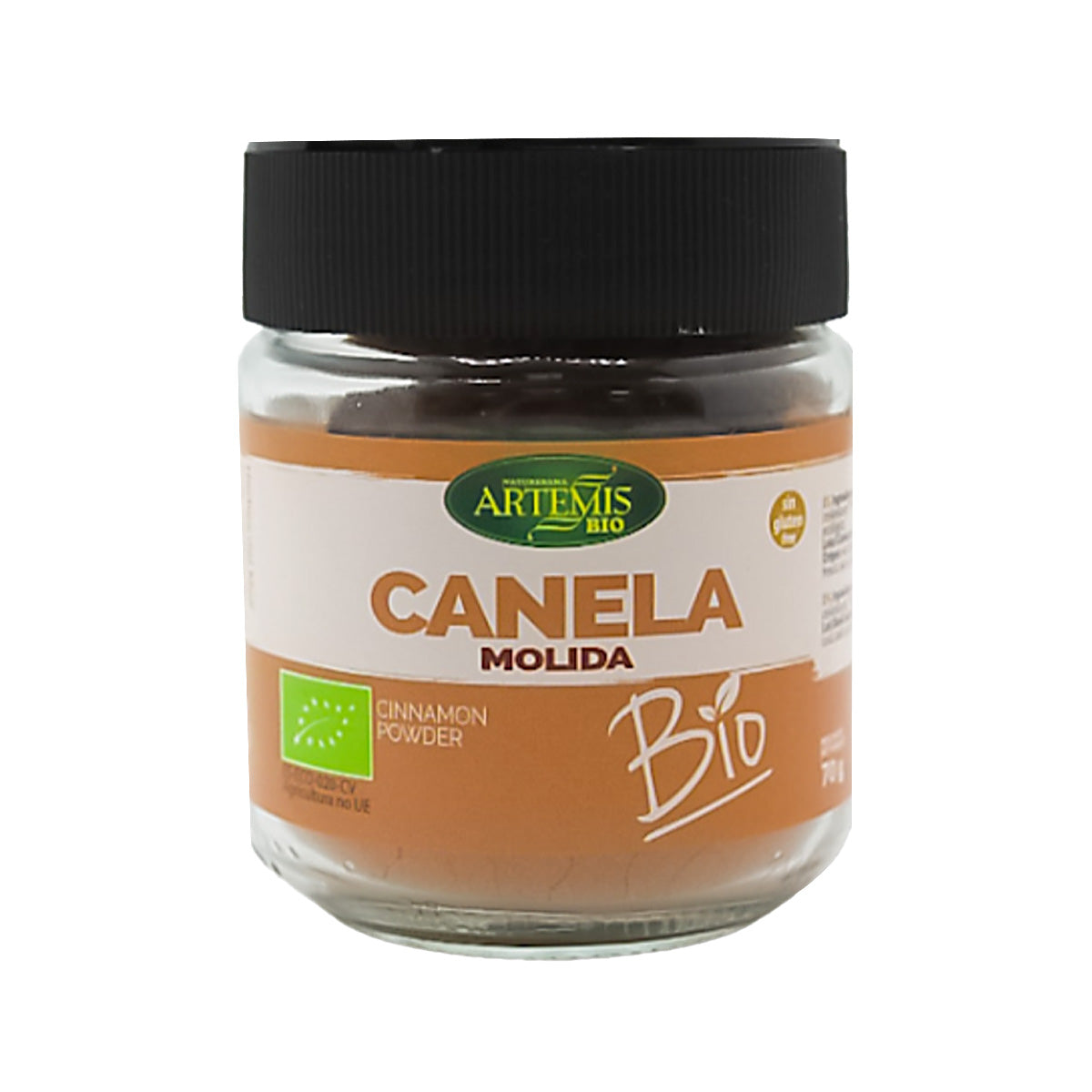 Canela do Ceilão Biológica Moída Artemis 70g num frasco grande