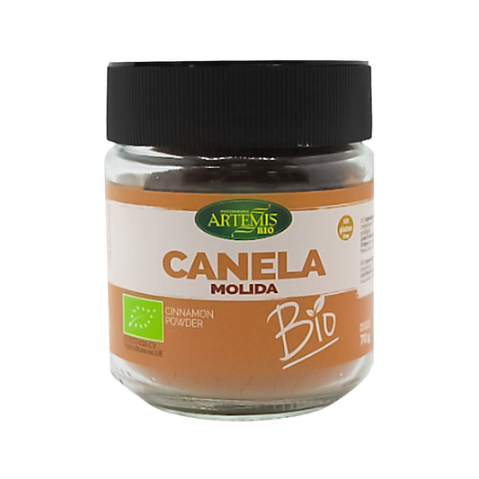 Canela do Ceilão Biológica Moída Artemis 70g num frasco grande