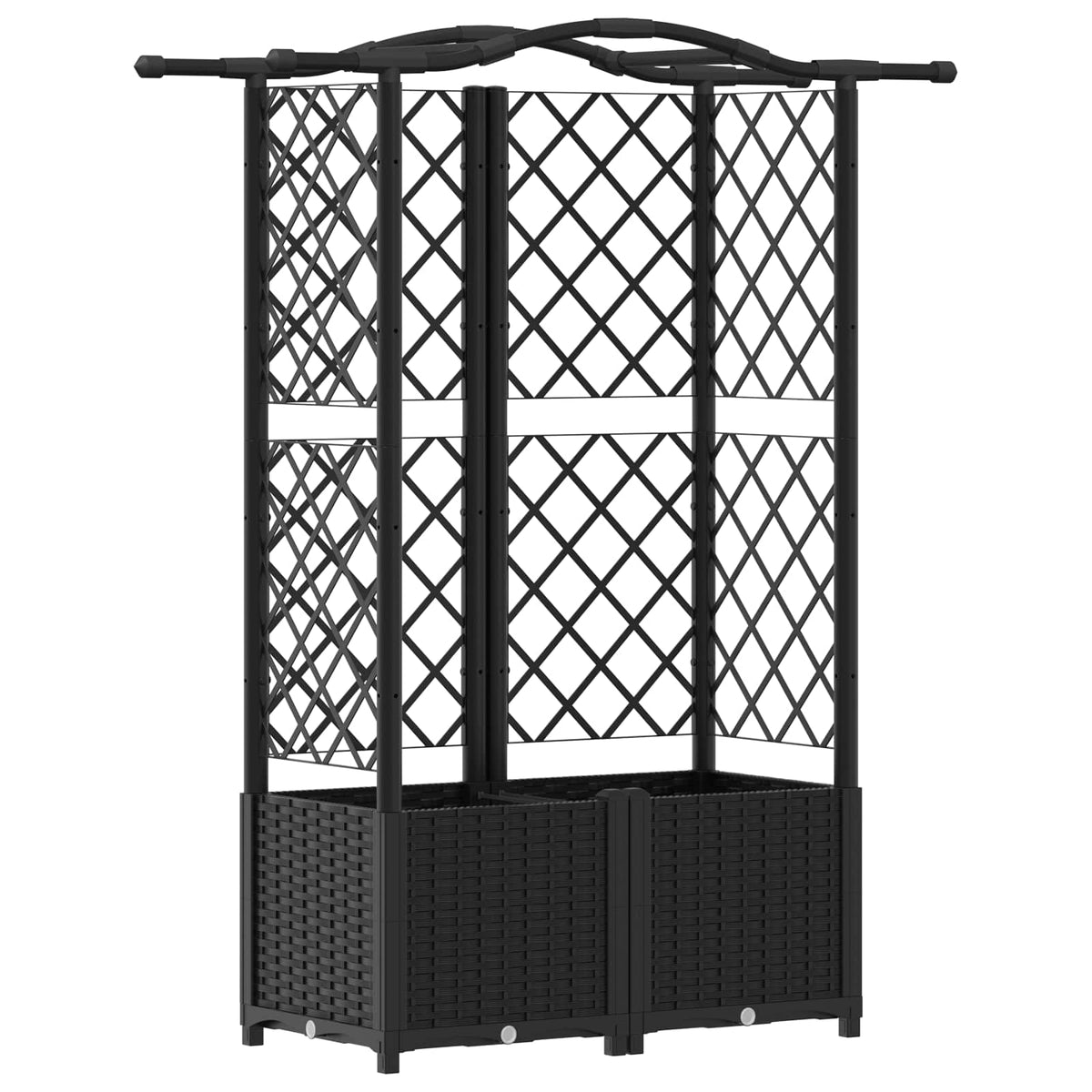 Cama Elevada Con Trellis Y Techo Negro 122 X 40 X 138 Cm Pp_0