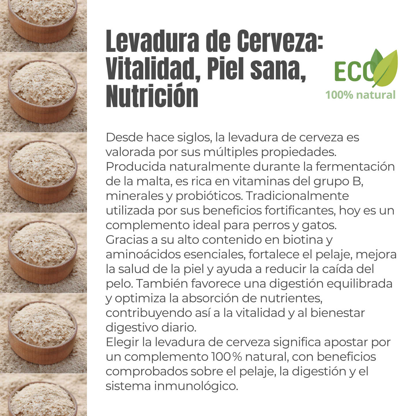 Suplemento natural para perros y gatos – Levadura de cerveza ECO - 100g