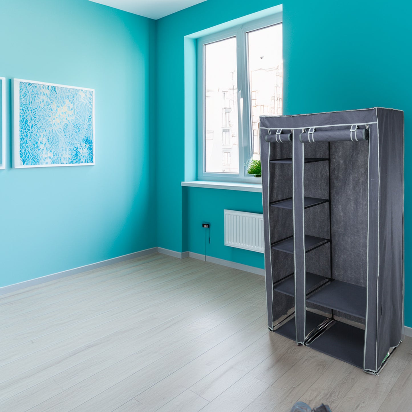 Well Home Armario Organizador De Ropa Con Barra De Acero Y 5 Estantes 100x46xh174cm_2