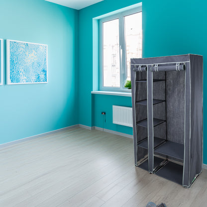Well Home Armario Organizador De Ropa Con Barra De Acero Y 5 Estantes 100x46xh174cm_2