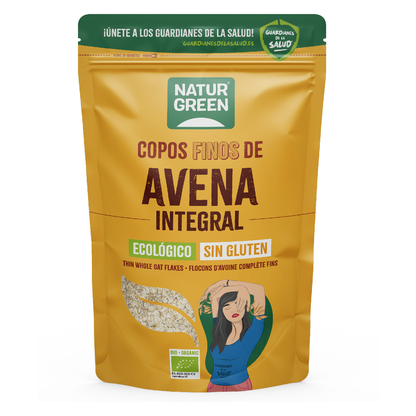 Embalagem de 2 unidades de Flocos Finos de Aveia Sem Glúten Biológicos NaturGreen Embalagem de 2 unidades de 1Kg