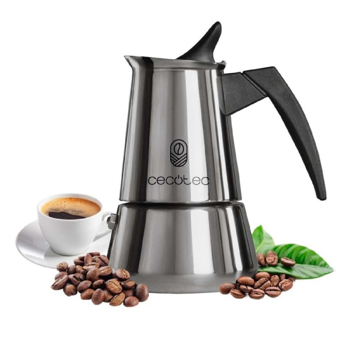 Cecotec Cafetera Italiana Piccolina 900. 450ml, 10 Tazas De Café, Acero Inoxidable, Apta Todas Superficies, Filtro Premi_0