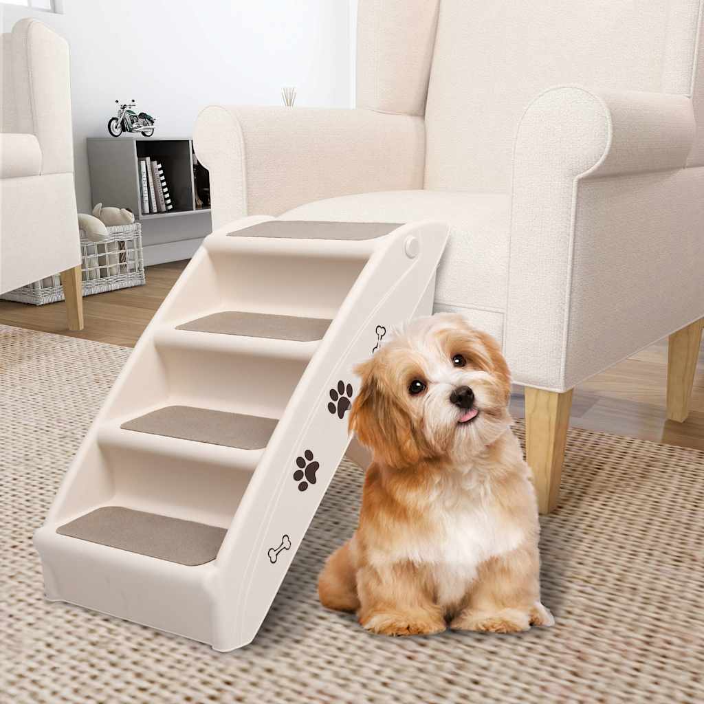 Escalera Plegable Para Perros Crema 62x40x49,5 Cm_1