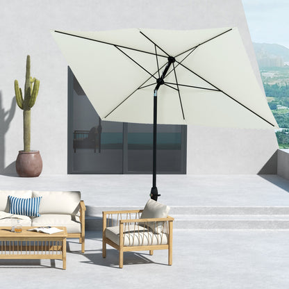 Outsunny Sombrilla De Terraza Exterior 3x2 M Con Ángulo Ajustable Beige_4