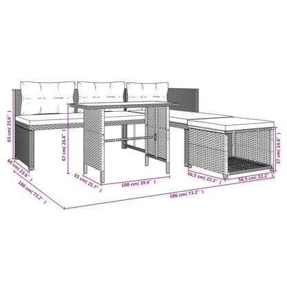 Vidaxl Juego De Comedor De Jardín 4 Piezas Con Cojines Ratán Pe Gris_2