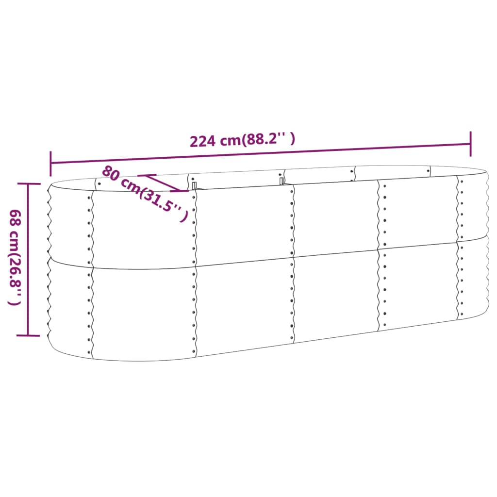 Jardinera Arriate Acero Galvanizado Verde 224x80x68 Cm_5
