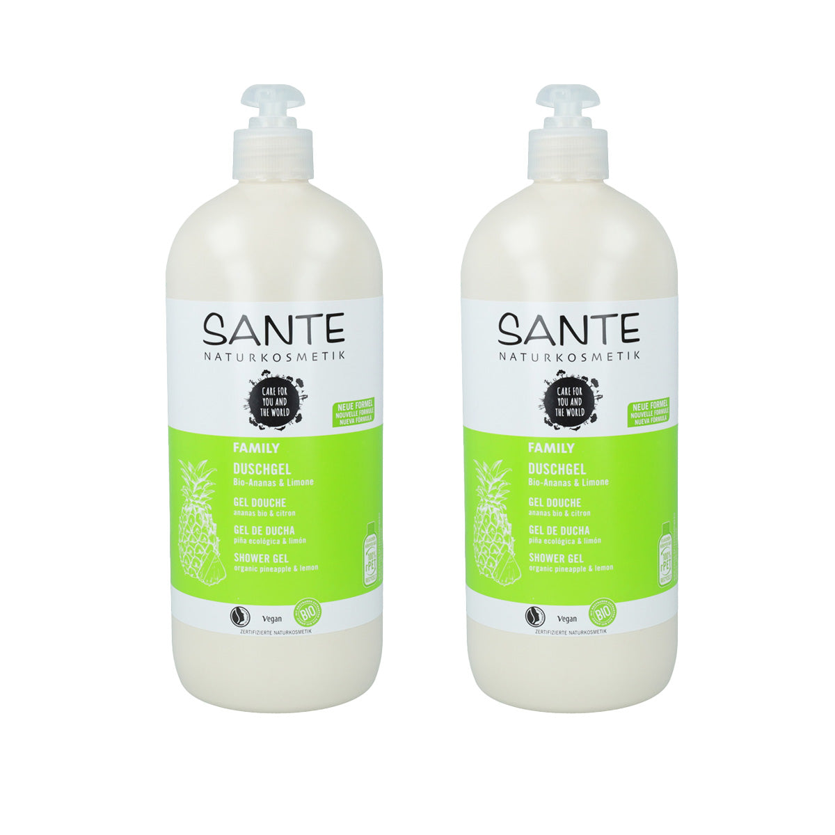 Embalagem de 2 sabonetes líquidos biológicos Sante Ananás e Limão, 950 ml