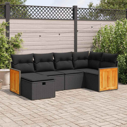 Set De Sofás De Jardín 6 Piezas Y Cojines Ratán Sintético Negro / Vetonek_3