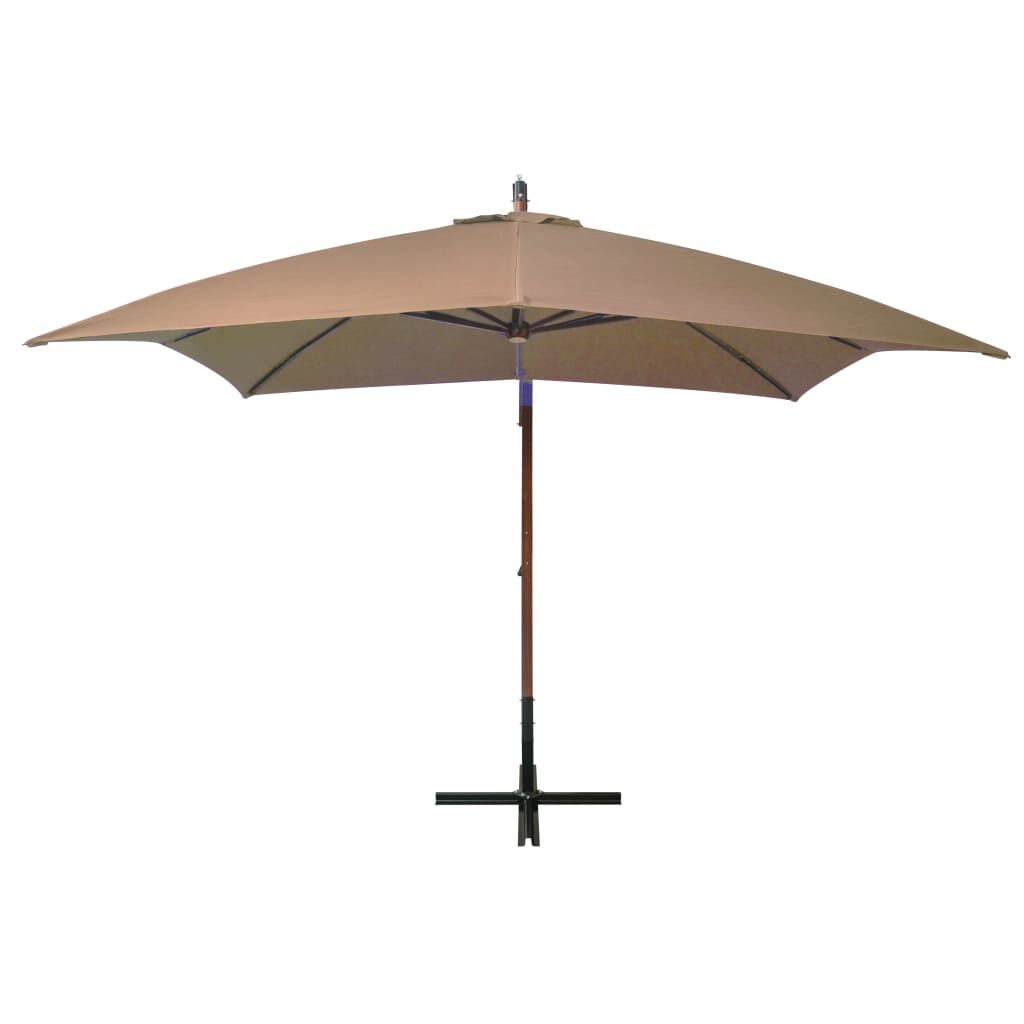 Vidaxl Sombrilla De Jardín Colgante Con Palo Madera Abeto Taupe 3x3 M_1
