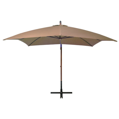 Vidaxl Sombrilla De Jardín Colgante Con Palo Madera Abeto Taupe 3x3 M_1
