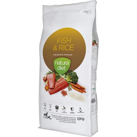 Ração para cães Natura Diet Fish &amp; Rice sem OGM 12 kg
