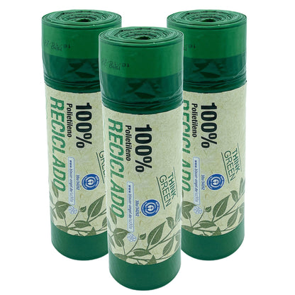 100% Reciclado 3 Rollos De 20 Bolsas De Basura Con Autocierre 30l