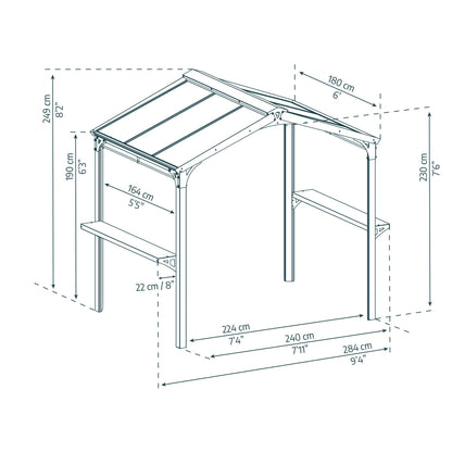 Cobertura de sombra para gazebo em alumínio Austin para churrasqueiras 180x224 cm 