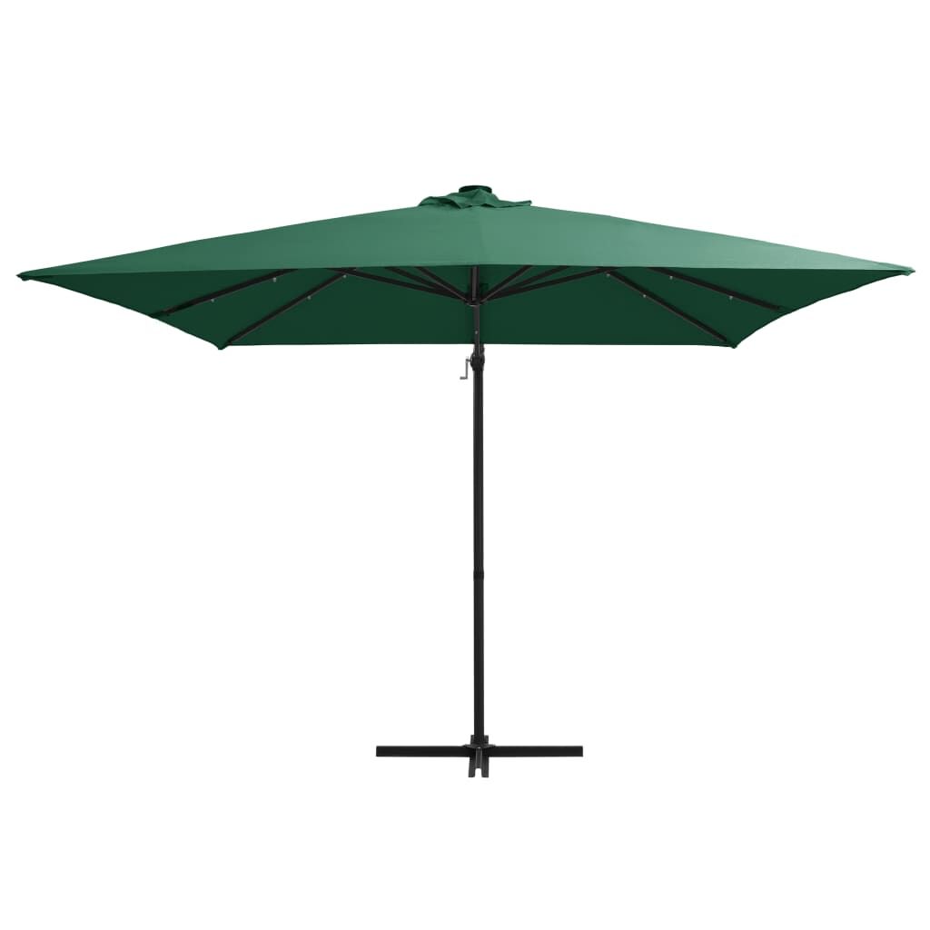 Vidaxl Sombrilla Voladiza Jardín Luces Led Palo Acero Arena 250x250 Cm_1