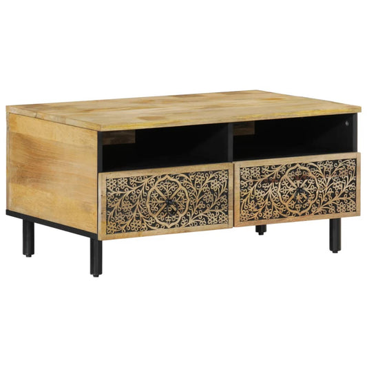Mesa De Centro De Madera Maciza Mango 80x54x40 Cm_0