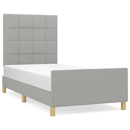 Estructura De Cama Con Cabecero De Tela Gris Claro 80x200 Cm / Vetonek_1
