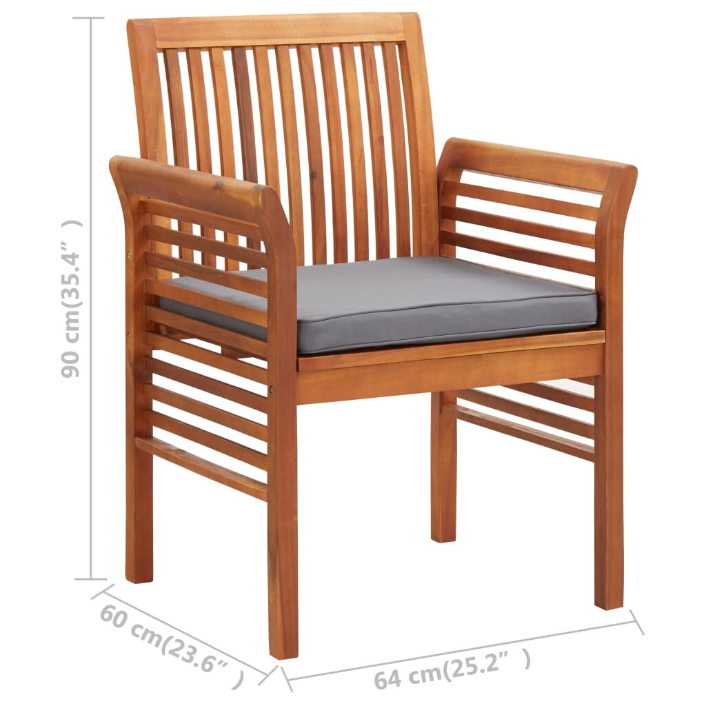 Vidaxl Silla De Comedor Para Jardín Con Cojín Madera Maciza De Acacia_2